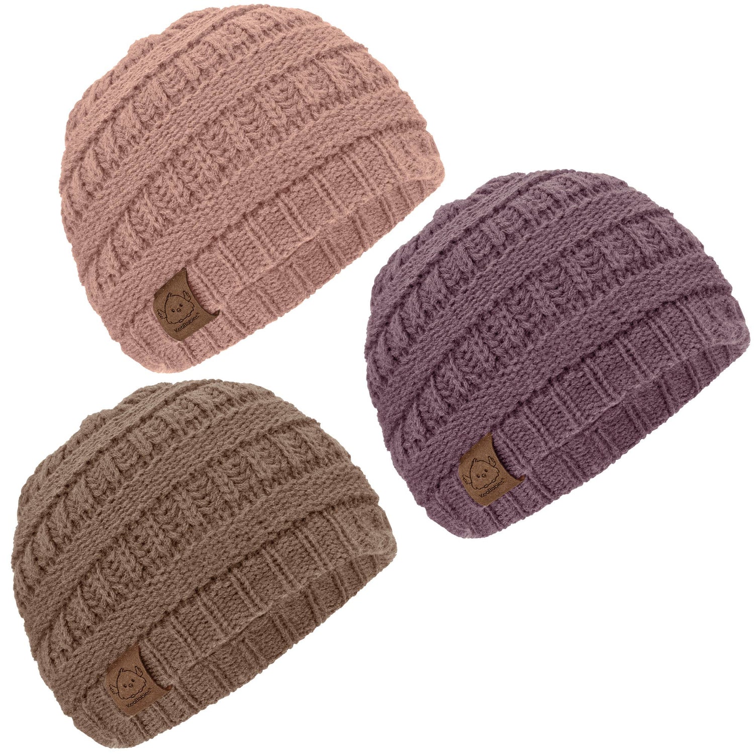 KeaBabies 3-Pack Warmzy Baby Beanies (Wine, M)