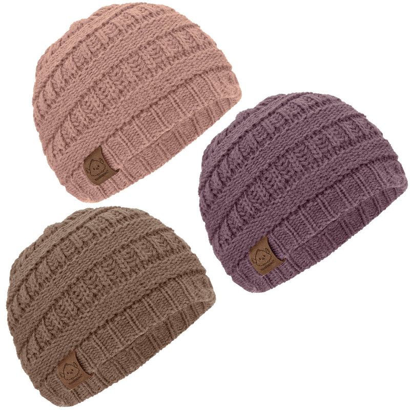 KeaBabies 3-Pack Warmzy Baby Beanies (Wine, M)