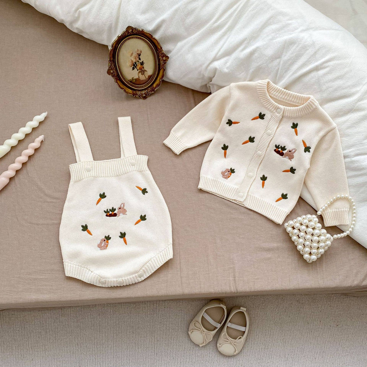 Baby Rabbit Long Sleeves Romper Set Multicolor