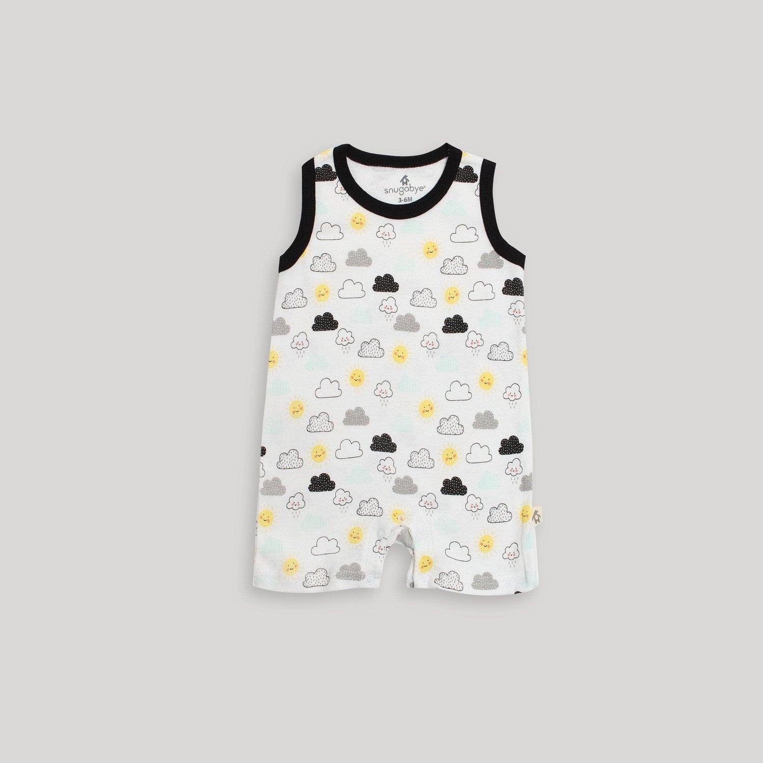 Snugabye Black & White Clouds Sleeveless Romper