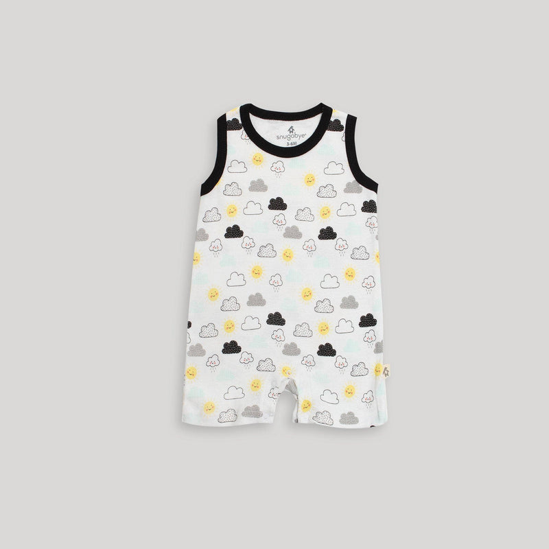 Snugabye Black & White Clouds Sleeveless Romper