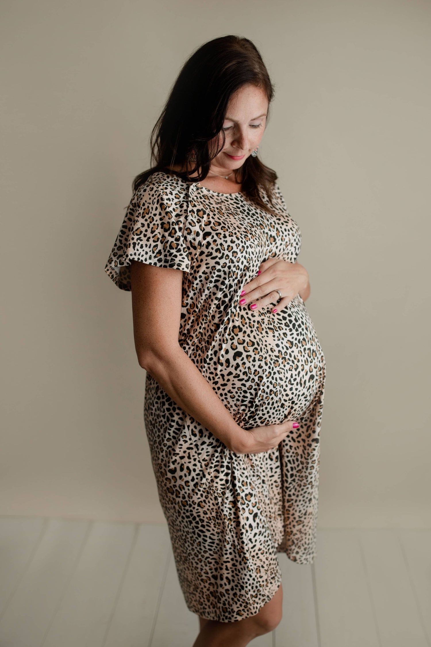 Leopard Maternity Mommy Labor and Delivery/ Nursing Gown