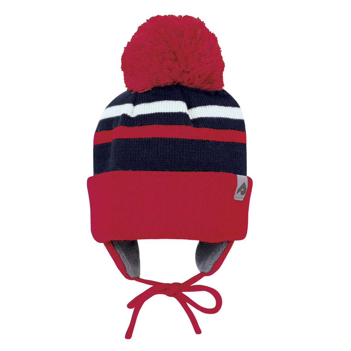 Acrylic hat with fleece lining and ears - Cherry, White & Navy