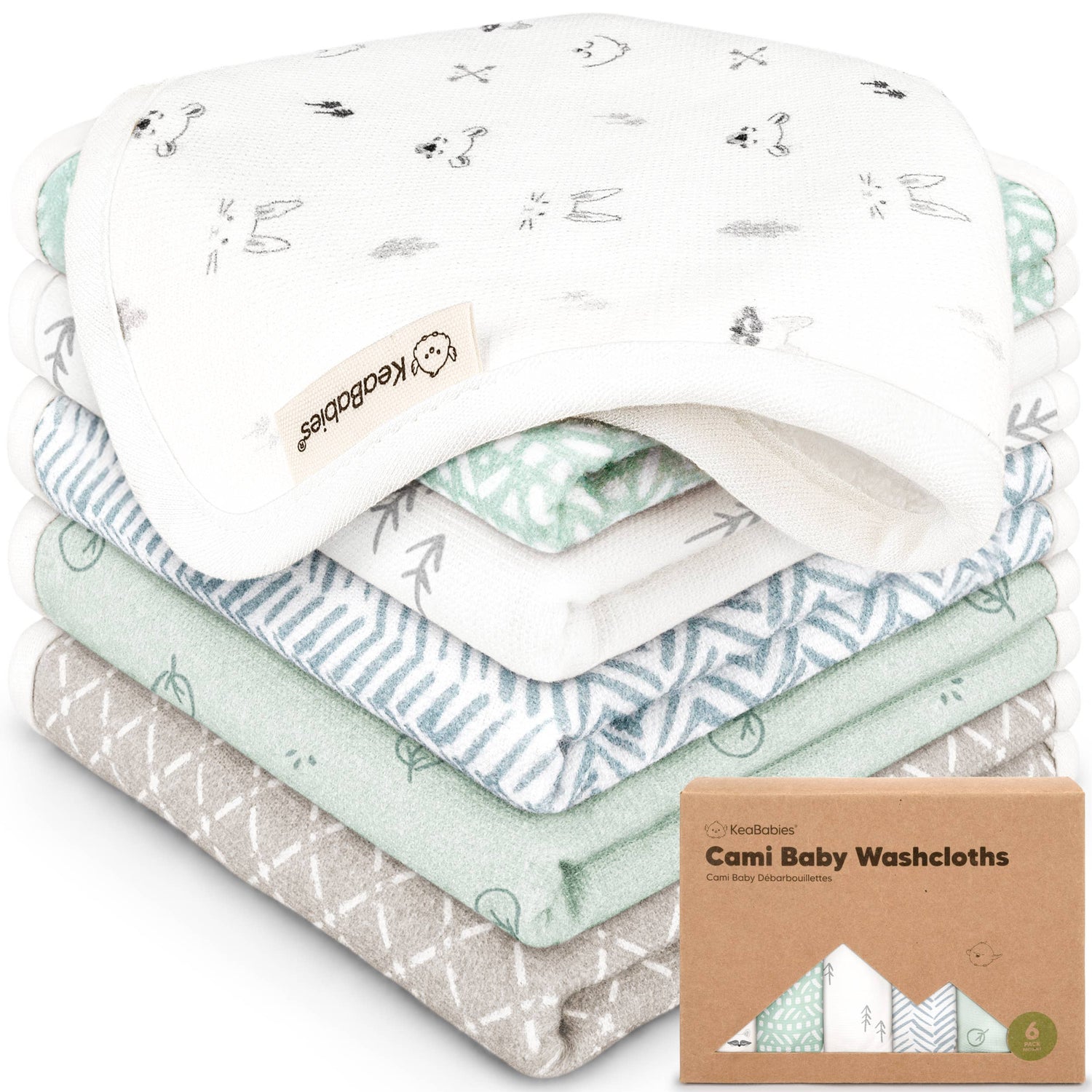 6-Pack Organic Cami Baby Washcloths for Face & Bath Towels