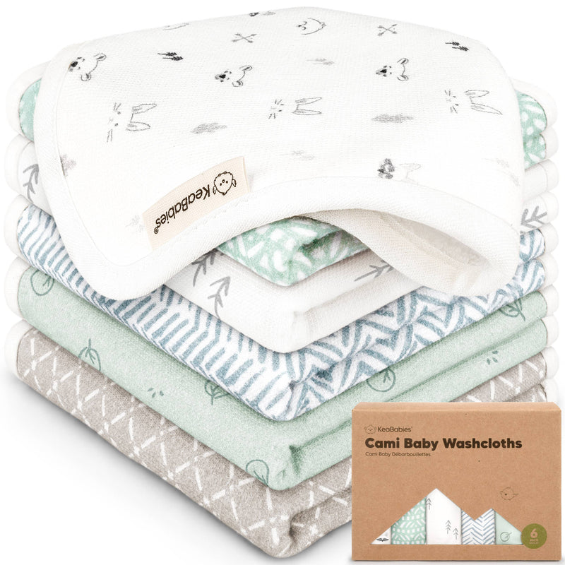 6-Pack Organic Cami Baby Washcloths for Face & Bath Towels