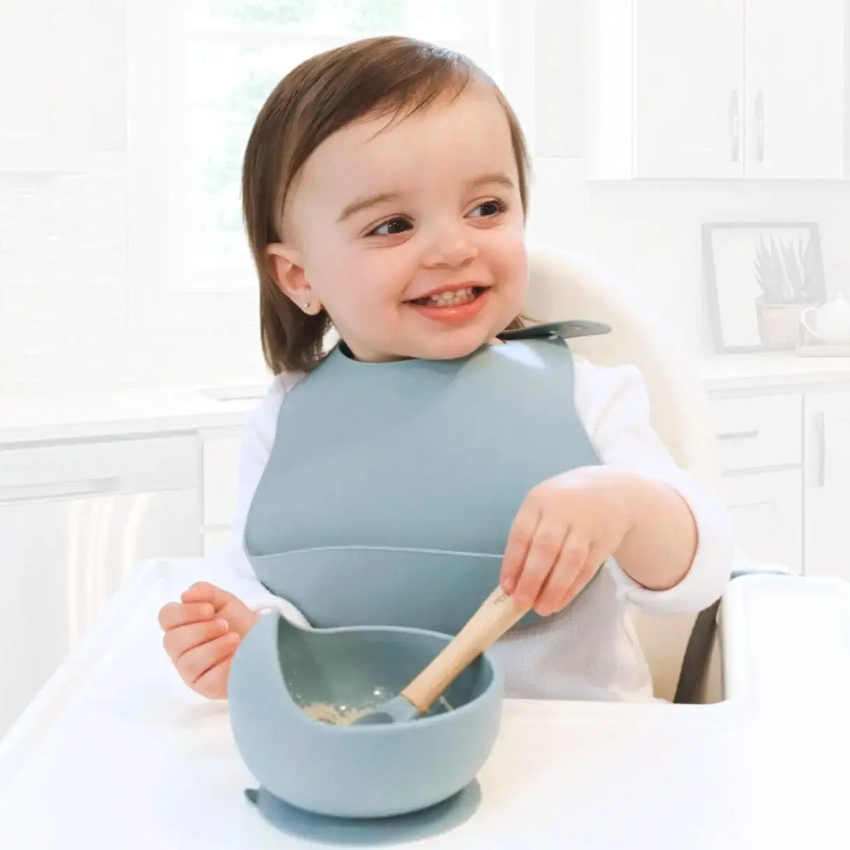 Bowl & Wooden Spoon Set - Dusty Teal
