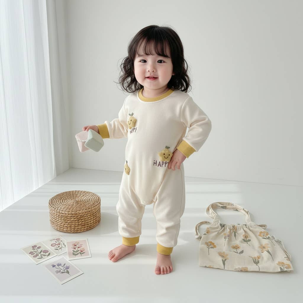 Baby Girl Star Long Sleeves Romper Yellow