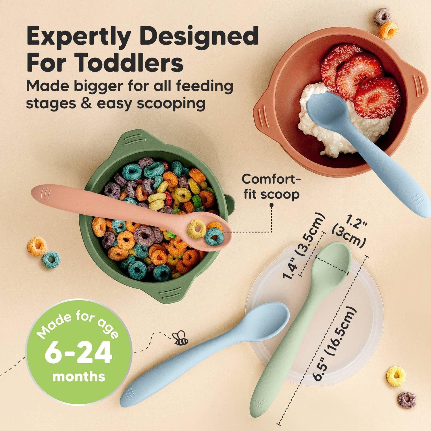 3-Pack Prep Silicone Baby Spoons for Toddlers 6-24 months
