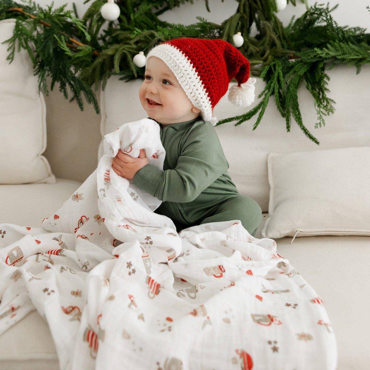 Cotton muslin swaddle - Xmas treats