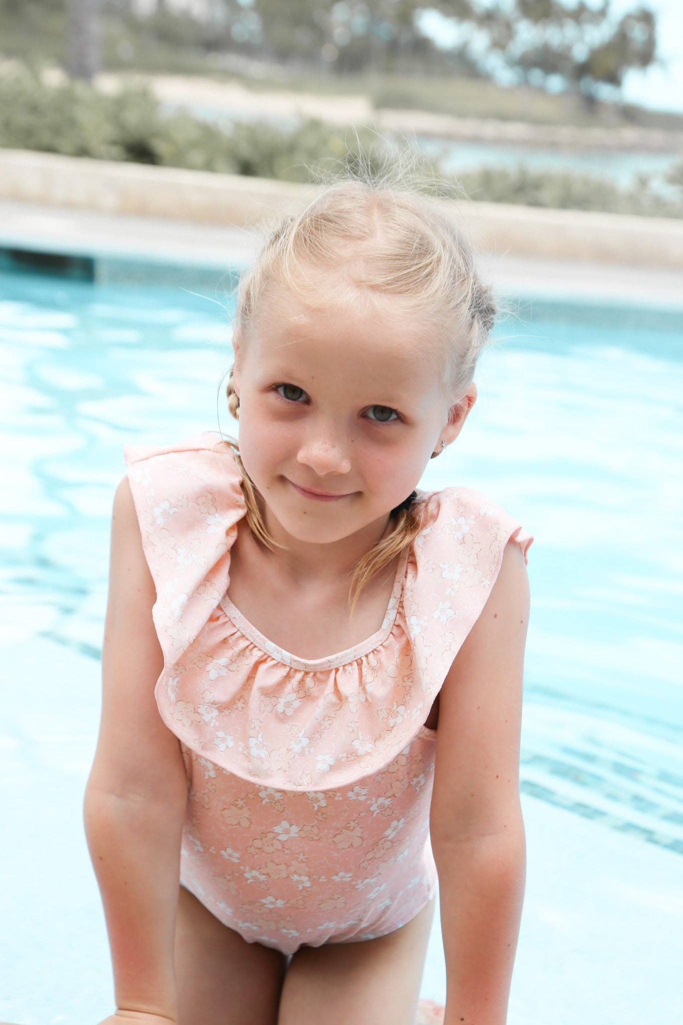 Girls Swimsuit - UPF 50+ Ruffle One-Piece - Evangelina Tuscany
