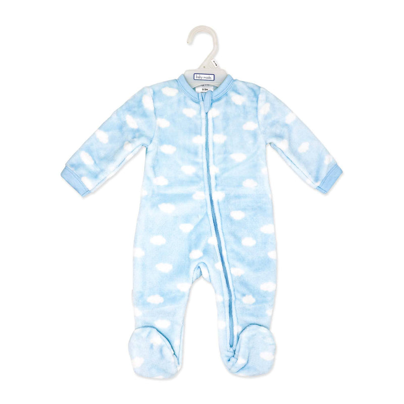 Boys Printed Plush Sleeper: Blue Cloud
