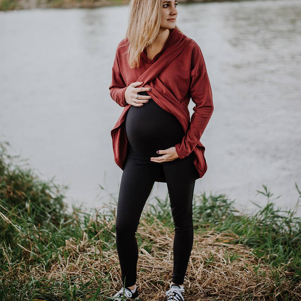 Lynx Fully Belly Maternity Leggings-Black