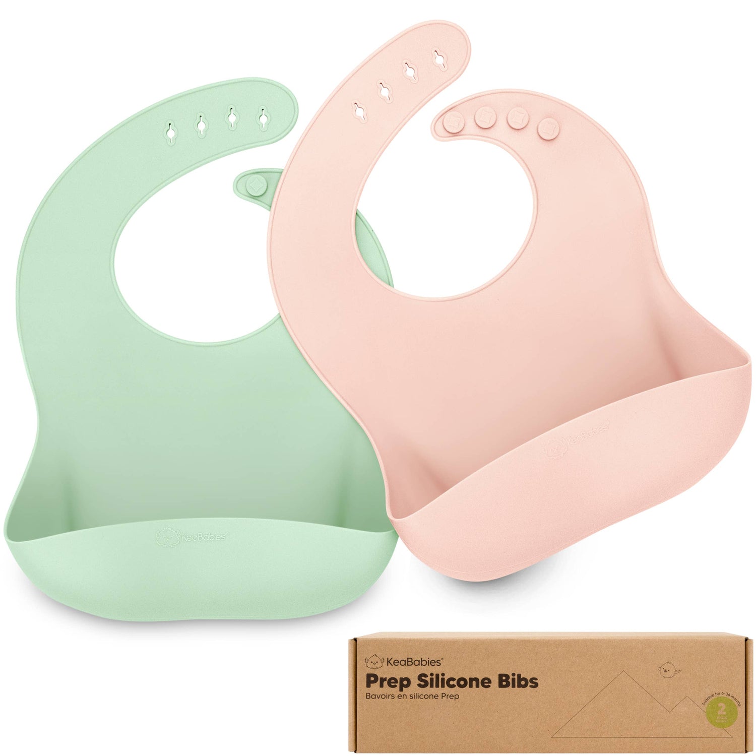 2-Pack Prep Silicone Bibs for Babies, Toddlers, Boys, Girls