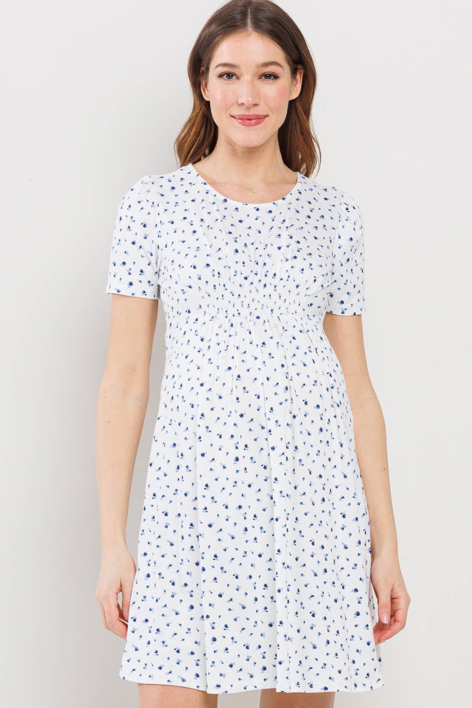 Ditsy Floral Short Sleeve Maternity Babydoll Dress