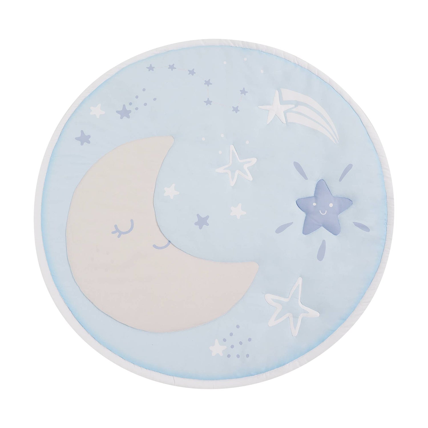 Moon Quilted Round Playmat with Wooden Hanger