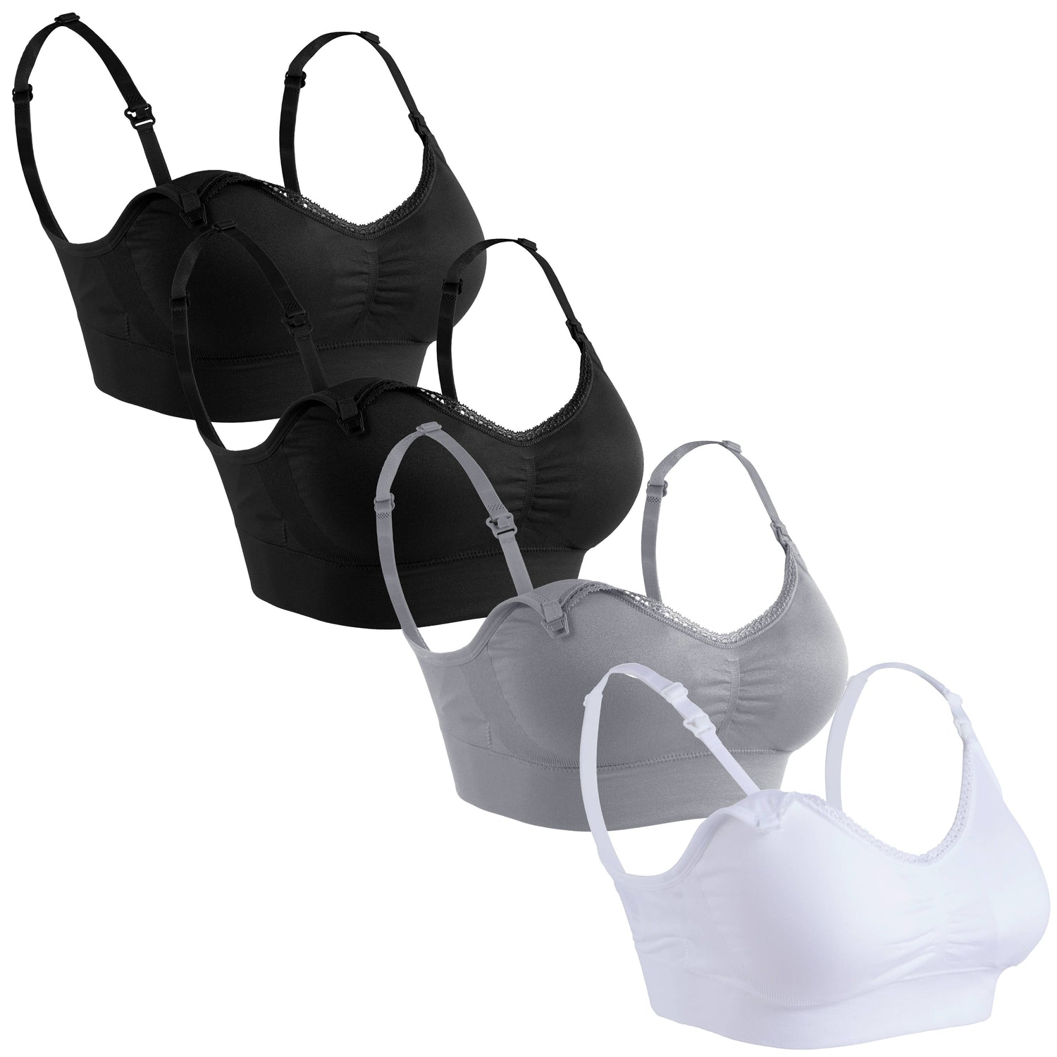 Classic Lace Trim Nursing Bra 4 Pack