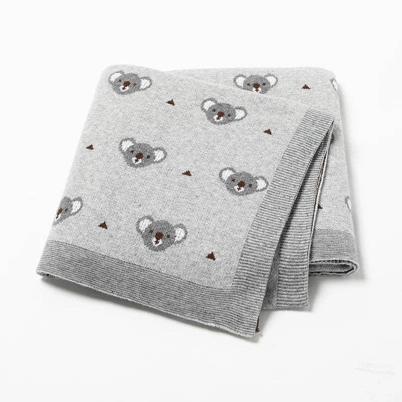 Cartoon Koala Baby Blanket _ Soft Cotton Knit Swaddle