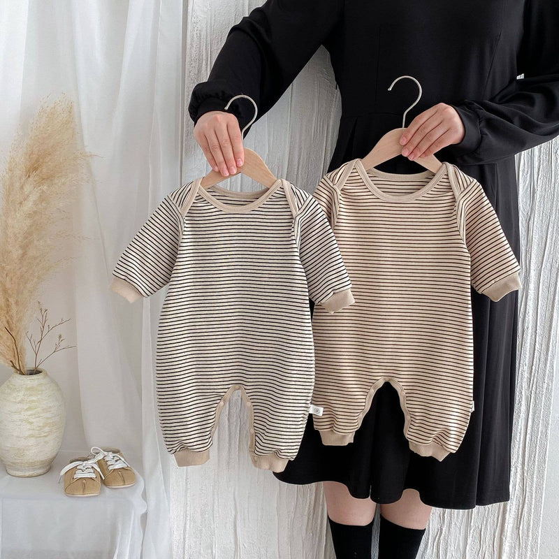 Baby Korean-inspired Striped Short Sleeves Romper