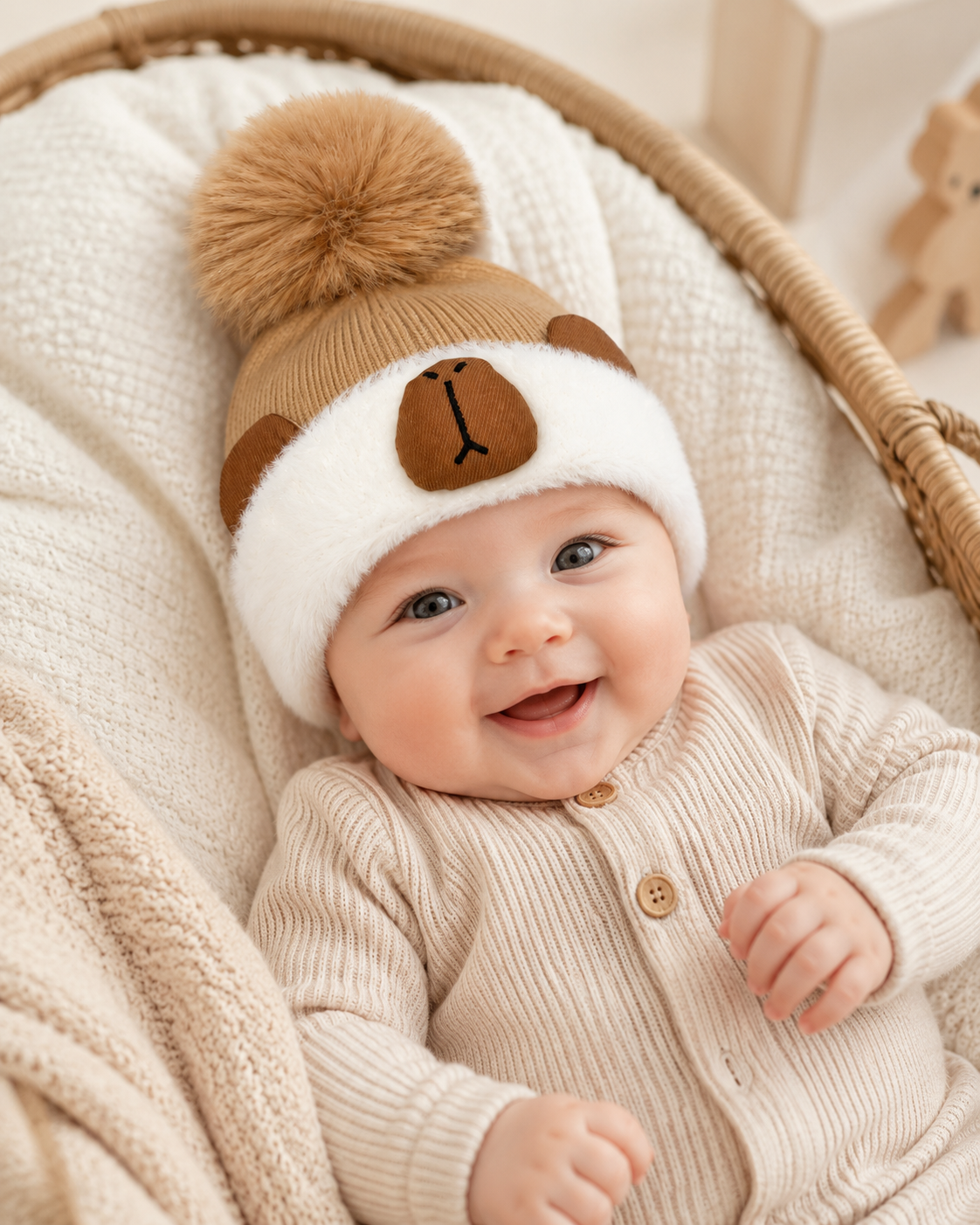 Winter bear baby beanies(WBN-B4)