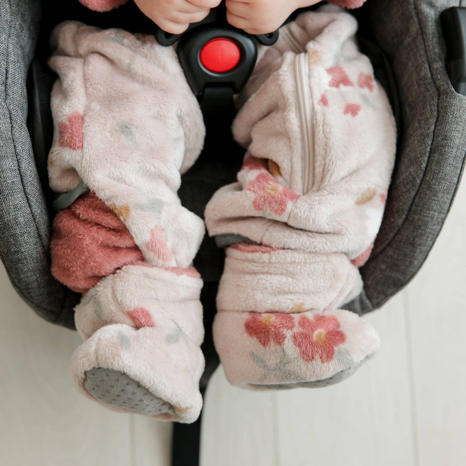 Double layer plush booties - Floral