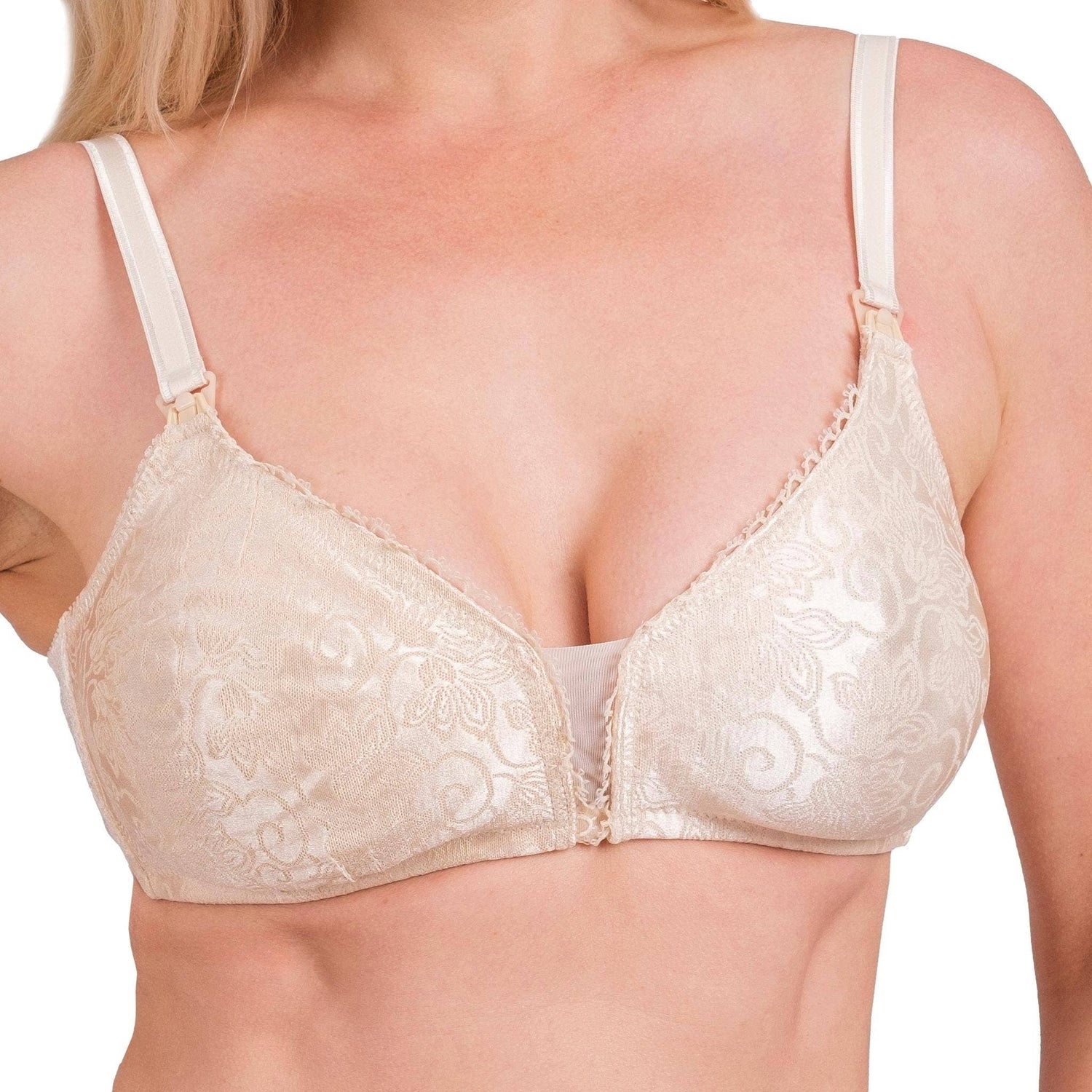 Full-Coverage Nursing Bra with One-Hand Clips