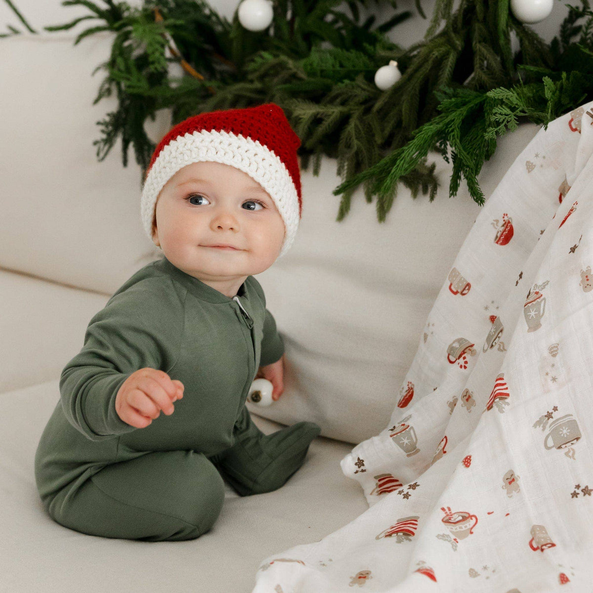 Cotton muslin swaddle - Xmas treats