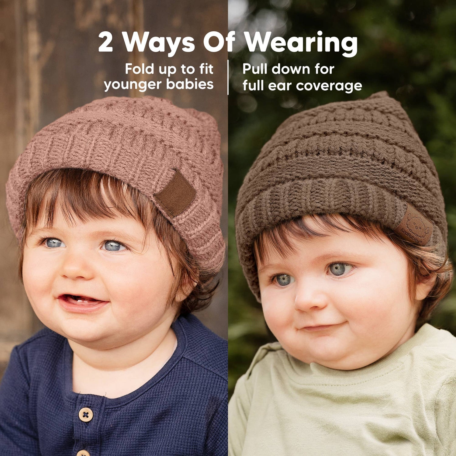 KeaBabies 3-Pack Warmzy Baby Beanies (Wine, M)