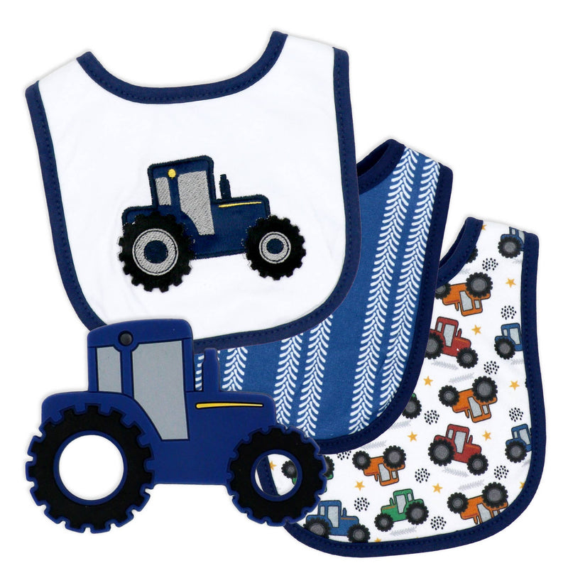 4 Piece Set - 3 Bibs + 1 Silicone Teether
