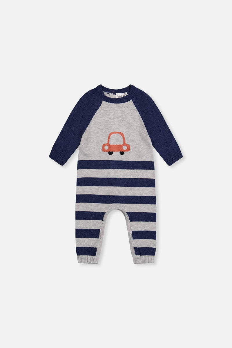 Knitted Intarsia Romper Blue And Orange