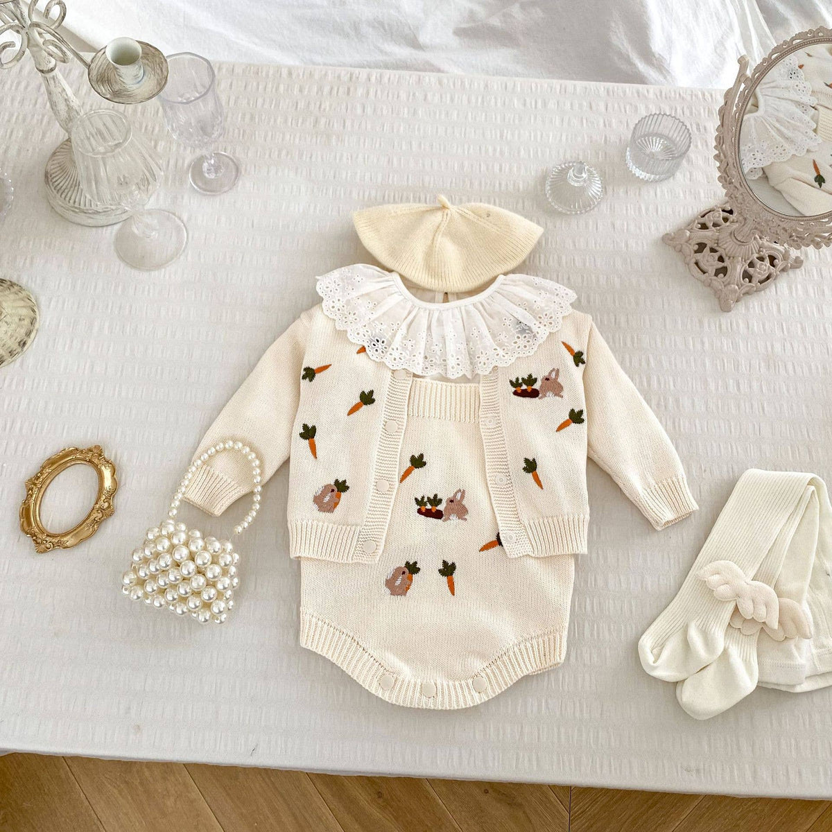Baby Rabbit Long Sleeves Romper Set Multicolor