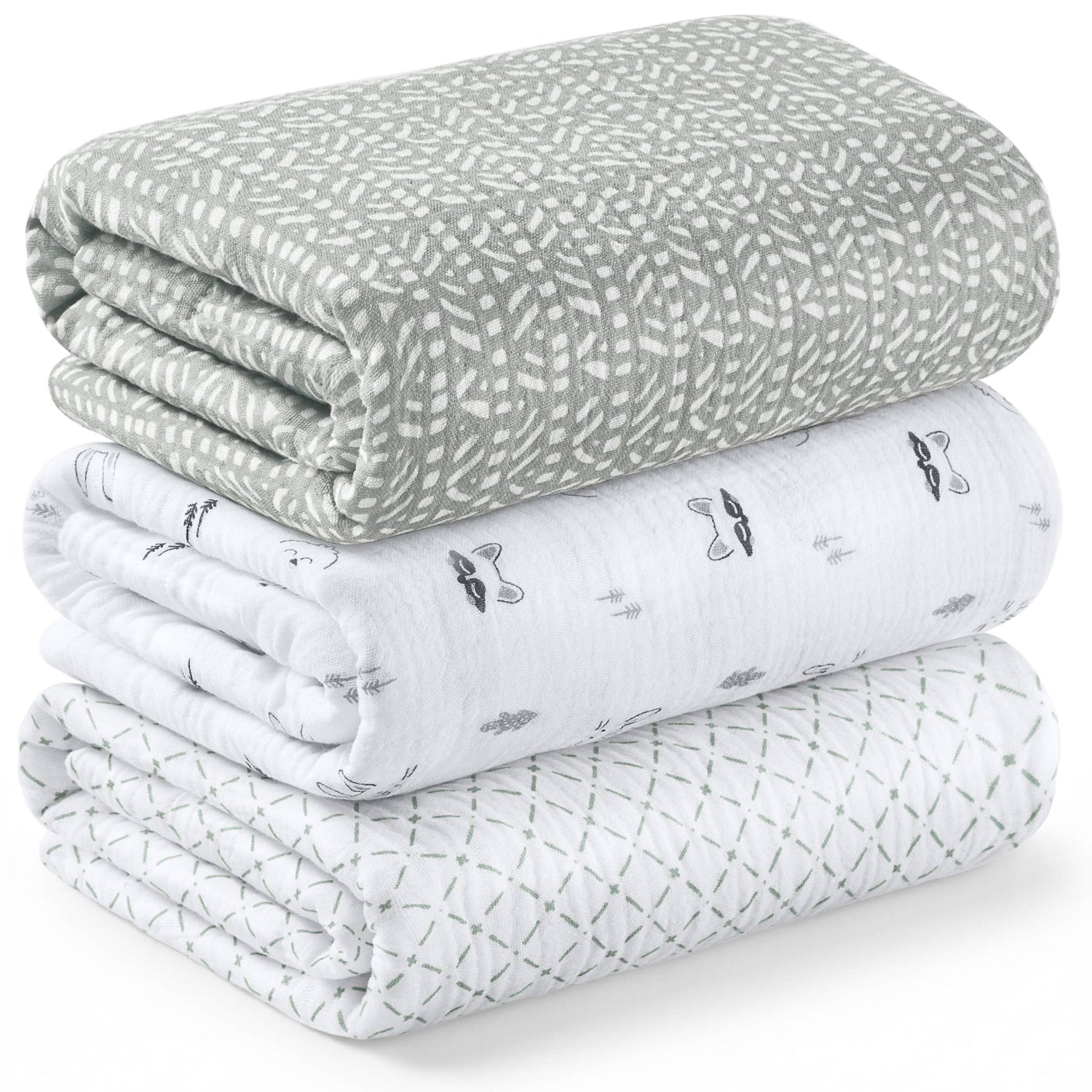 3-Pack Lyra Muslin Swaddle Blankets for Newborns, Boy, Girl