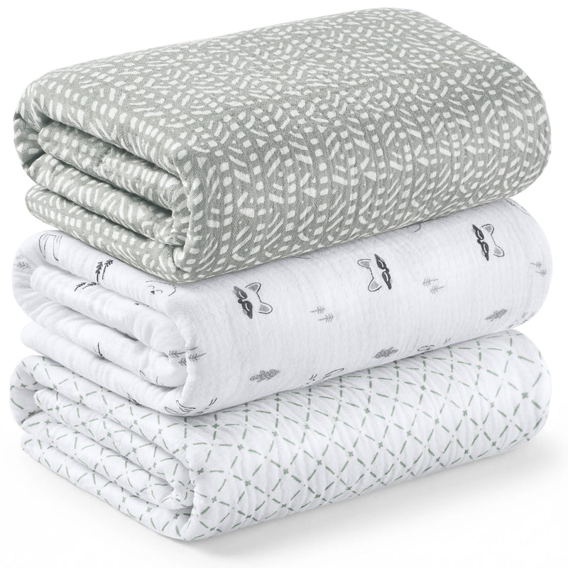 3-Pack Lyra Muslin Swaddle Blankets for Newborns, Boy, Girl