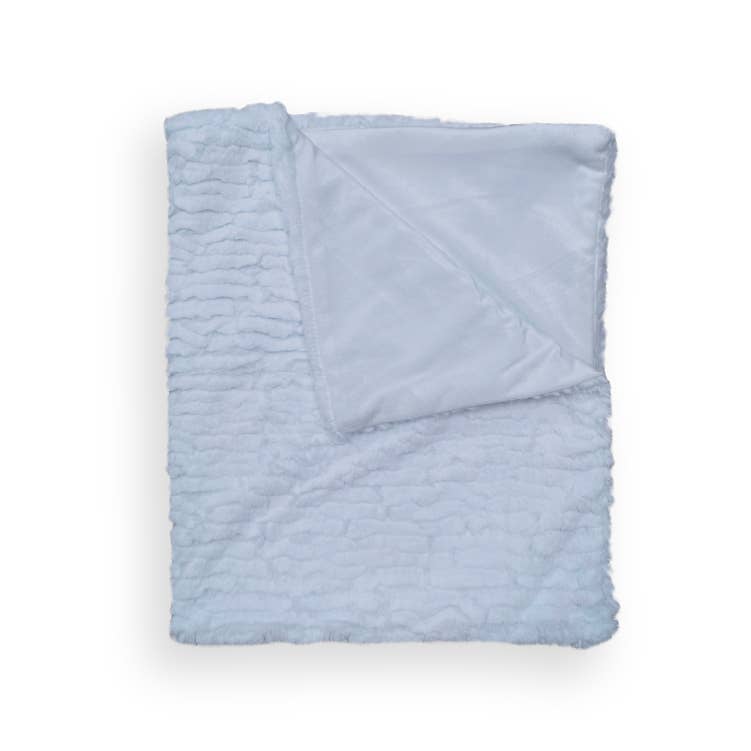 Textured Faux Fur Stroller Blanket with Wooden Hanger