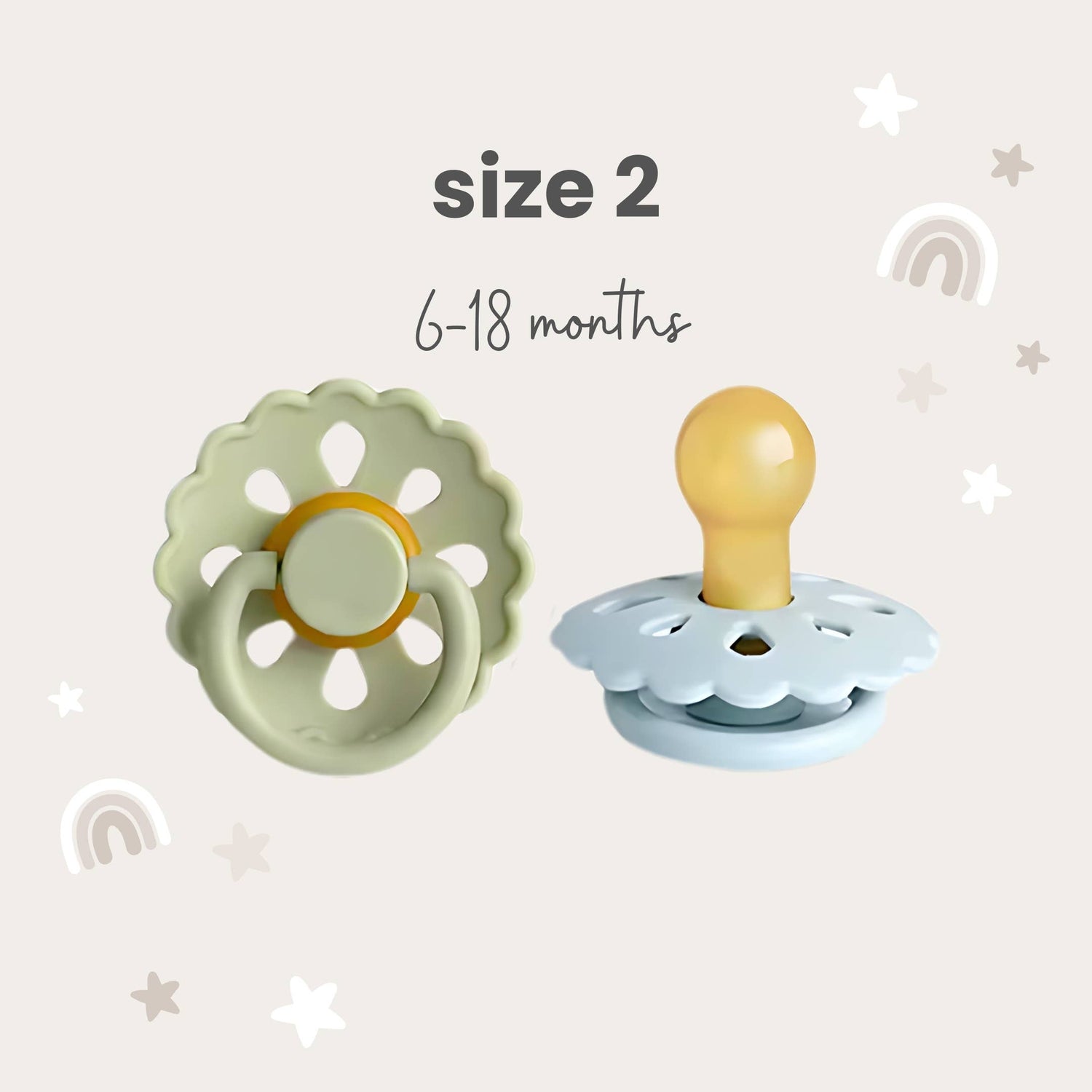 Natural Latex Pacifiers - Size 2 (6-18M) Sage & Dusty Blue